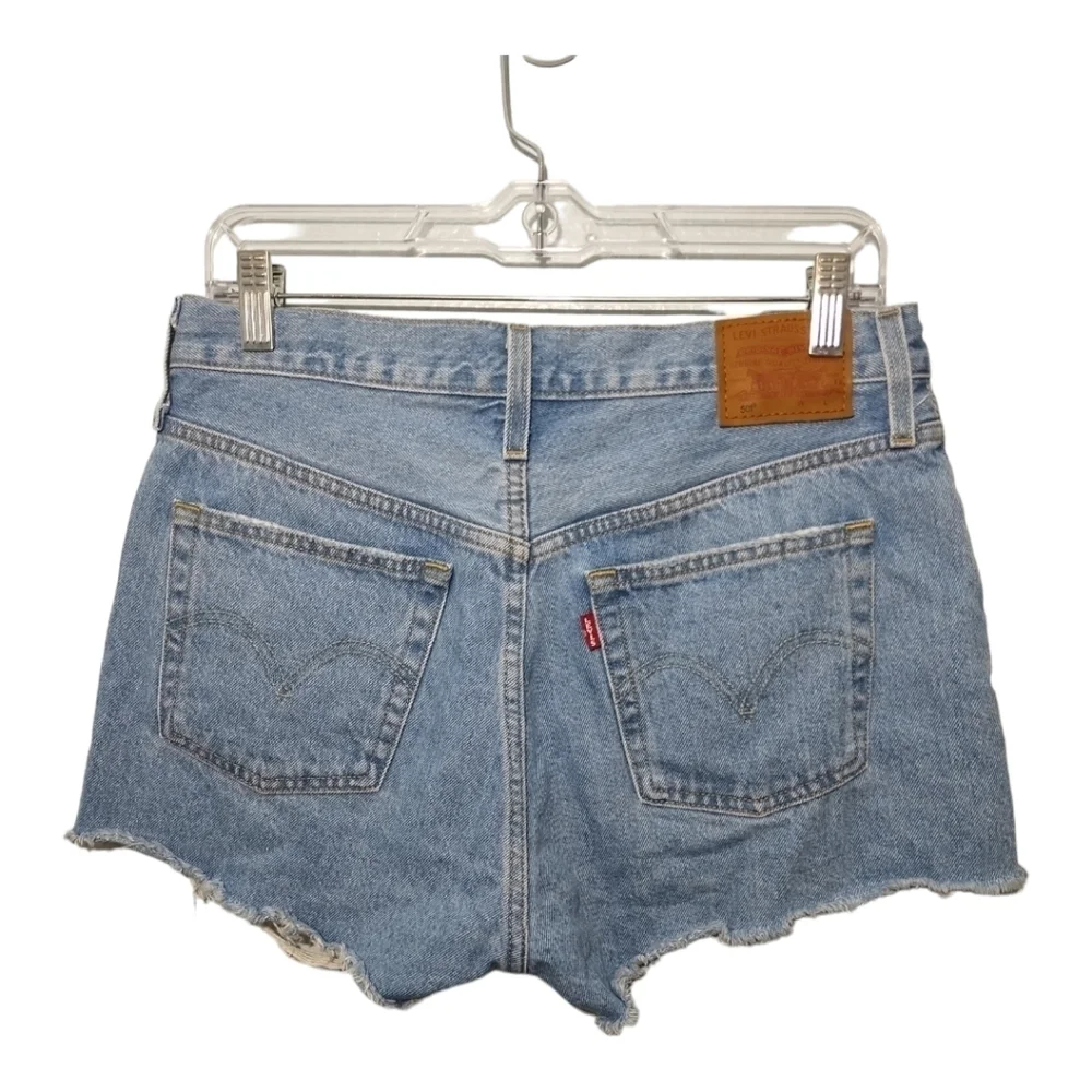 Levis Premium 501 Button Fly Raw Hem Destructed Beach Vacation Shorts Sz 29‎